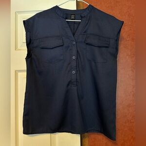 SHEIN Navy V-Neck Blouse